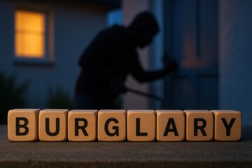 Burglary during twilight, thief breaking into a house