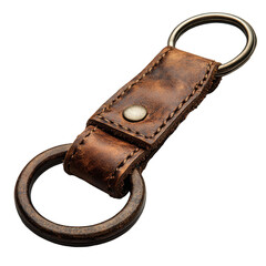 Buy handmade leather keychain ring holder accessory for men and women gift on transparent background