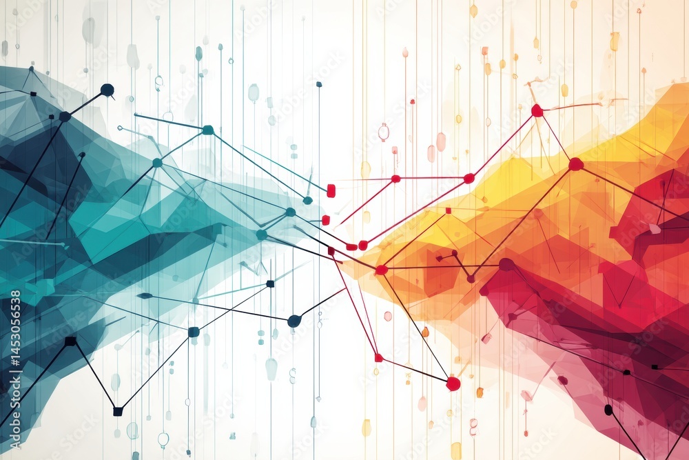 Poster Graph Illustrating Two Economies in Opposing Directions With Clear Visual Contrasts and Dynamic Movement Generative AI
