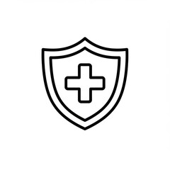 Obraz premium Shield with plus sign icon outline on white background