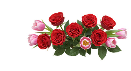 Fototapeta premium Stunning Red and Pink Tulip Bouquet: High-Resolution Flower Image