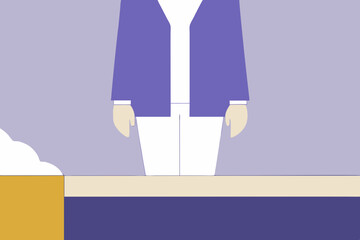 Stylish Person Standing at a Desk Modern Minimalist Design Graphic