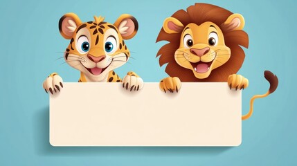 Cute animals holding blank sign (1)
