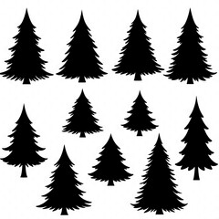Silhouette Forest: Elegant Black Christmas Tree Art AI Generated