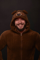 Muscular Man in a Funny Bear Costume