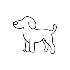cute dog illustration ready. for wall decoration or as a background. Crayon outline drawing style. Hand drawn trendy Vector illustration.