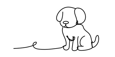cute dog illustration ready. for wall decoration or as a background. Crayon outline drawing style. Hand drawn trendy Vector illustration.