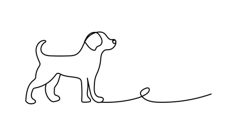 cute dog illustration ready. for wall decoration or as a background. Crayon outline drawing style. Hand drawn trendy Vector illustration.