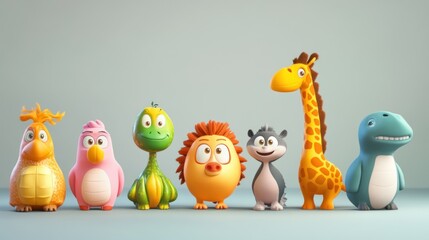Cute cartoon animal figures