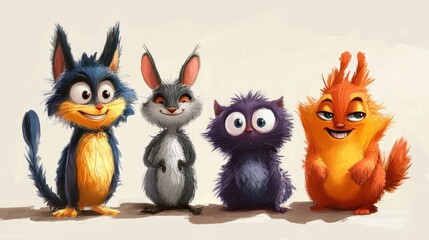 Fototapeta premium Cute cartoon animals (51)