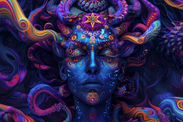 Fototapeta premium vibrant visuals showcases abstract and conceptual artworks, ranging from glowing surreal portraits to symbolic nature inspired compositions.