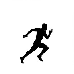 Silhouette of runner sprinting on white background