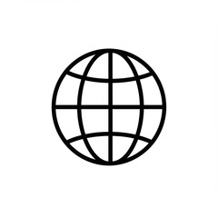 Globe icon with meridians and parallels on white background