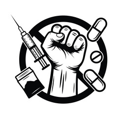 Anti drug awareness banner international day theme vector illustration