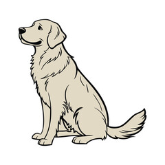 Golden retriever sitting upright international dog day vector illustration
