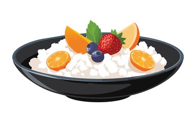 yogurt with fruits and berries dessert - vector illustration
