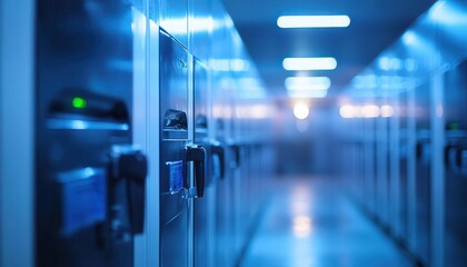 A closeup of refrigerated storage areas in a warehouse, Cold Storage, Cool and organized