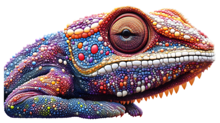 Colorful Chameleon Portrait Reptile Skin Texture Vivid Scales Animal Closeup Artistic Rende