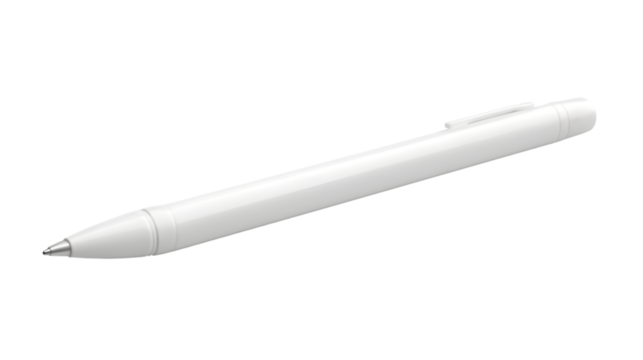 A sleek white pen with a modern design ideal for writing and notetaking tasks
