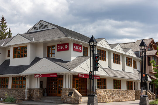 CIBC Banking Center On Banff Avenue in Alberta, Canada. CIBC is one of the Big Five banks in Canada.