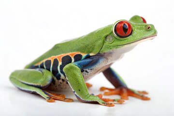 Obraz premium red eyed tree frog isolated on white background