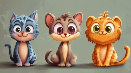 Fototapeta premium Cute cartoon cats (12)