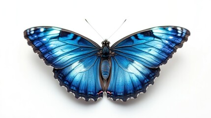 Stunning blue butterfly with vibrant intricate wings resting in a captivating natural setting  This delicate and ethereal creature showcases the beauty and wonder of the natural world