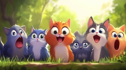 Fototapeta premium Cute cartoon cats (13)