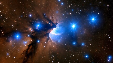 Stunning Nebula Space Scene Bright Stars Cosmic Cloudscape
