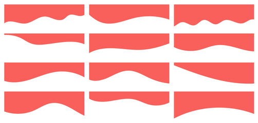 Abstract red header divider shape design with curved line element and modern wave background