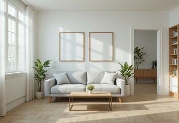 Fresh and Inviting Home with Simple Decor and Blank Frames