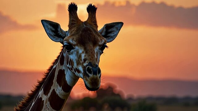 Giraffe in habitat Africa. African savannah. Long neck. AI Generative