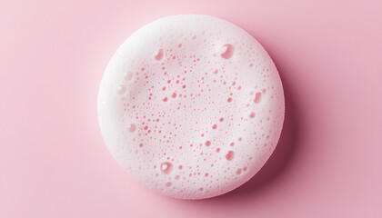 Product photography with soft light cosmetic cushion puff, top view