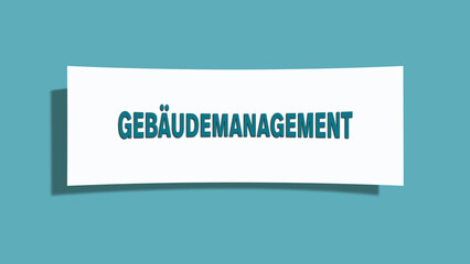 Gebaeudemanagement (Building management) - A card isolated on light green background.
