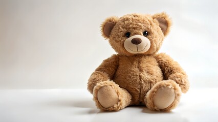 Teddy Bear Sitting with Soft Lighting and Cream Background