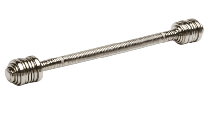 A sleek metallic barbell with textured grip ideal for fitness enthusiasts and gym equipment ph