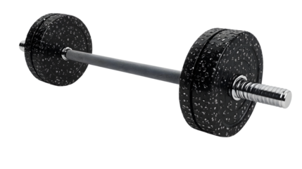 Weightlifting Equipment A Detailed View of a Barbell with Black Plates for Fitness and Strengt