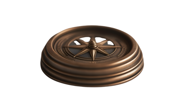 Intricate Bronze Compass Design with Star and Circular Patterns for Navigation Exploration an