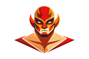 Masked Marvel's Portrait: A vivid portrait of a masked wrestler, their determined gaze reflecting a powerful presence, in a striking display of design and strength.