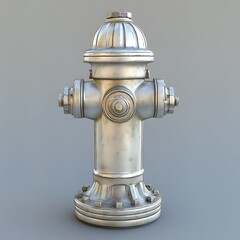 A Shiny Metallic Fire Hydrant Standing Prominently Against The Backdrop