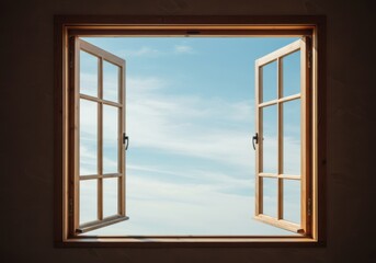 Open window with sky view for home interior design and decoration
