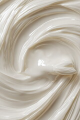 Flowing cream texture, glossy abstract background wave surface, cosmetic liquid flowing cream texture, background illustration. Vertical.