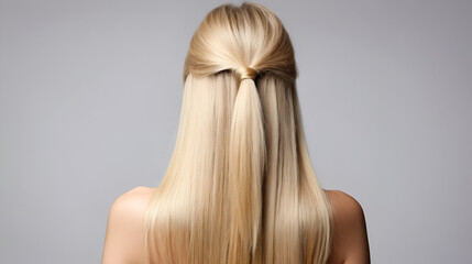 Naklejka premium beautiful blond hair woman. Back of girl with Healthy hair
