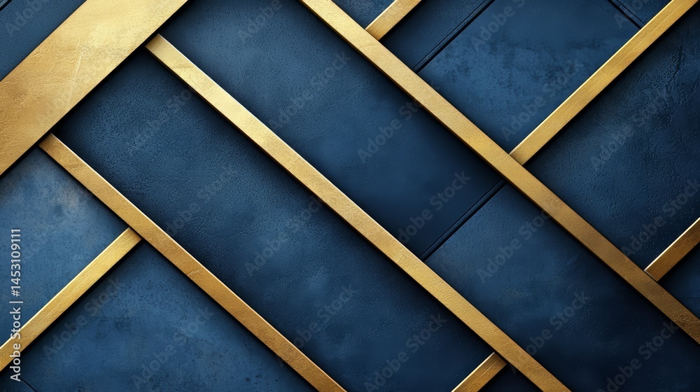 Poster blue and gold striped background with a gold border. the background is a mix of blue and gold, creat