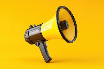 Yellow megaphone on vibrant background.