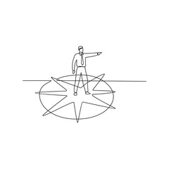 One continuous line design vector drawing illustration business concept of a Describes a leader who provides direction and guidance on a business journey. Suitable for your asset design.