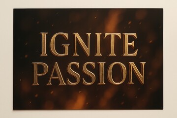 Ignite passion: motivational sign with fiery golden text