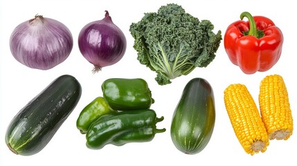 A farmer's market showcases vibrant produce set against a white backdrop