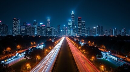 Obraz premium City Lights: The Urban Nightlife Symphony