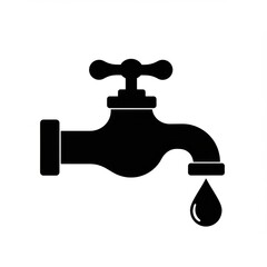 Faucet with water drop illustration on white background